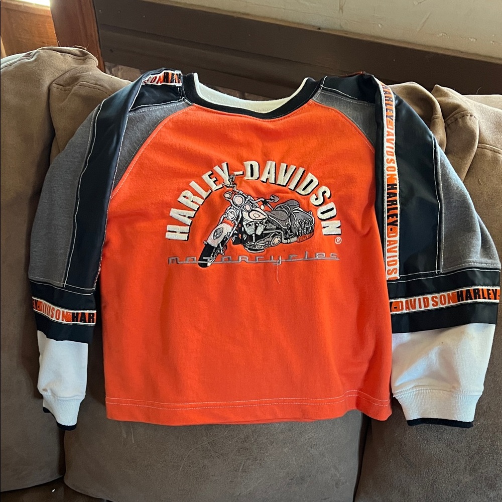 Harley-Davidson Kids Orange and Black long sleeve T-shirt